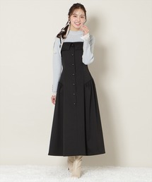 ギャザー切替ストラップキャミワンピース