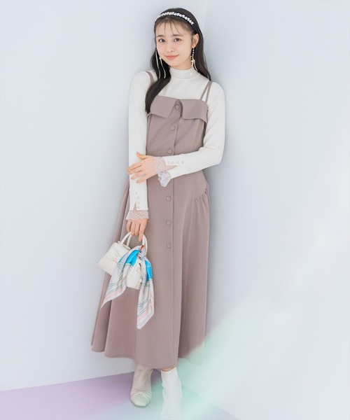 WILLSELECTION（ウィルセレクション）の「ギャザー切替ストラップキャミワンピース（ワンピース・レディース・ブラック/ブラウン系その他/ピンク/チャコールグレー・FREE）」の6枚目の写真