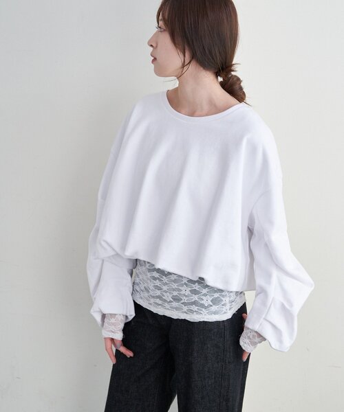 SHENERY（シーナリー）の「バルーンスウェット（Tシャツ/カットソー・レディース・オフホワイト/グレー・FREE）」の4枚目の写真