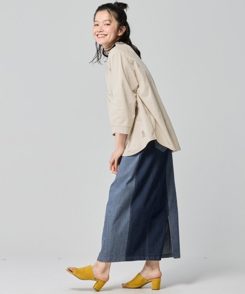 KRIFF MAYER Lady's Collection（クリフメイヤーレディースコレクション）の「【日焼け対策･接触冷感】冷涼UVカット7分袖ゆるT（Tシャツ/カットソー・レディース・ブラック/ナチュラル/カラフル/レッド/ネイビー・LARGE/MEDIUM）」の8枚目の写真