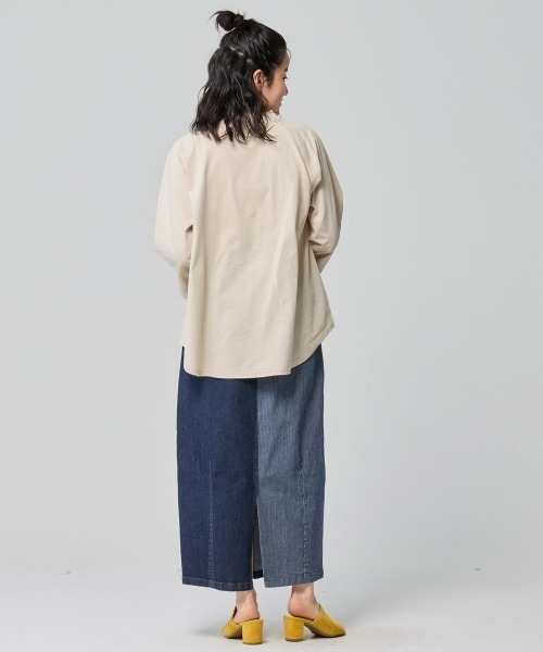 KRIFF MAYER Lady's Collection（クリフメイヤーレディースコレクション）の「【日焼け対策･接触冷感】冷涼UVカット7分袖ゆるT（Tシャツ/カットソー・レディース・ブラック/ナチュラル/カラフル/レッド/ネイビー・LARGE/MEDIUM）」の9枚目の写真