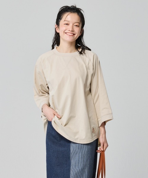 KRIFF MAYER Lady's Collection（クリフメイヤーレディースコレクション）の「【日焼け対策･接触冷感】冷涼UVカット7分袖ゆるT（Tシャツ/カットソー・レディース・ブラック/ナチュラル/カラフル/レッド/ネイビー・LARGE/MEDIUM）」の10枚目の写真