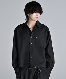 ADRER(�A�h���[)��Cropped Regular Collar Silhouette Shirt / �N���b�v�h�E���M�����[�J���[�E�V���G�b�g�E�V���c(�V���c/�u���E�X)
