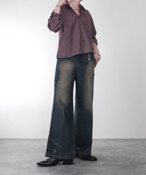 ADRER(アドラー)の「Cropped Regular Collar Silhouette Shirt / クロップド・レギュラーカラー・シルエット・シャツ(シャツ/ブラウス・メンズ・ブルー系1/ホワイト系1/ブラック系1/ブラック系2/ライトブルー/ブラック/ホワイト/レッド系1・M/S/XS/L)」の22枚目の写真