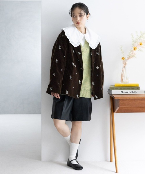 RAGEBLUE（レイジブルー）の「フラワー刺繍/ベロアテーラードジャケット（テーラードジャケット・レディース・ブラック/ブラウン・FREE）」の9枚目の写真