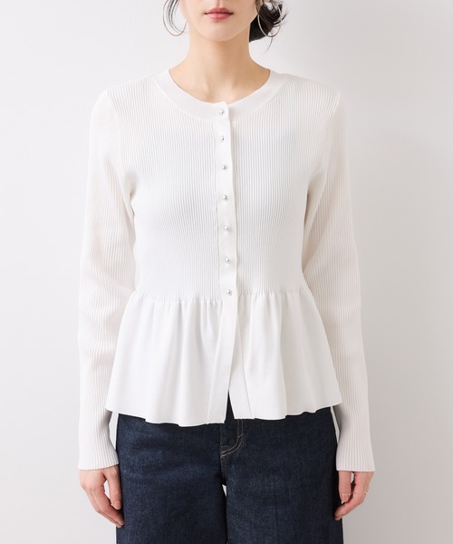 VIS（ビス）の「【美得】ペプラムニットカーディガン/イージーケア（カーディガン/ボレロ・レディース・ホワイト/ネイビー/サックスブルー・FREE）」の17枚目の写真