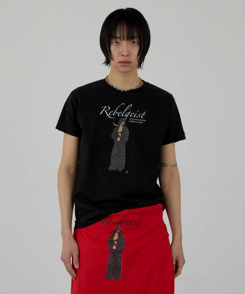 ANOTHERYOUTH（アナザーユース）の「スナイパー ダメージドTシャツ - ブラック（Tシャツ/カットソー・メンズ・その他・1/2/3）」の4枚目の写真