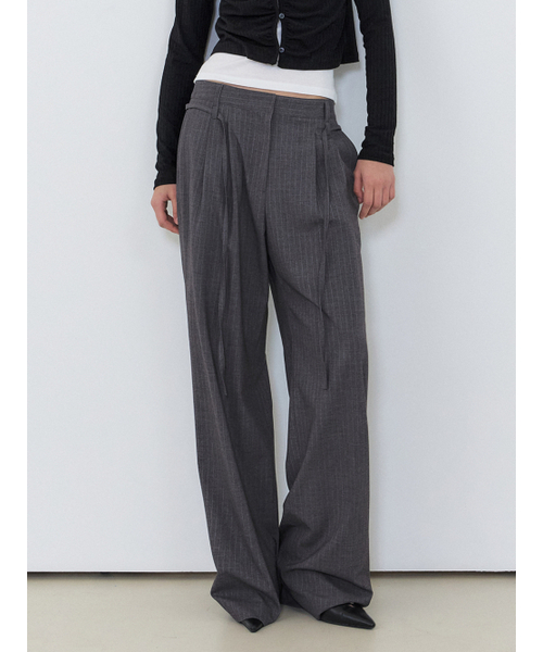 ETMON(エトモン)の「Double Belt Slacks, Stripe(スラックス・レディース・その他・S/M)」の1枚目の写真
