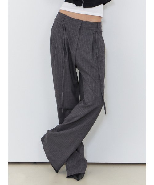 ETMON(エトモン)の「Double Belt Slacks, Stripe(スラックス・レディース・その他・S/M)」の2枚目の写真