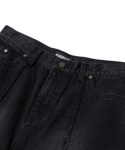 BROWNBREATH（ブラウンブレス）の「RAW EDGE LINE DENIM PANTS - BLACK（デニムパンツ・レディース・その他・M/S/L/XL）」の3枚目の写真