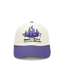 ULUK（ユルク）の「ウィルオブザウィスプ刺繍コットン配色ボールキャップ_Purple（キャップ）」