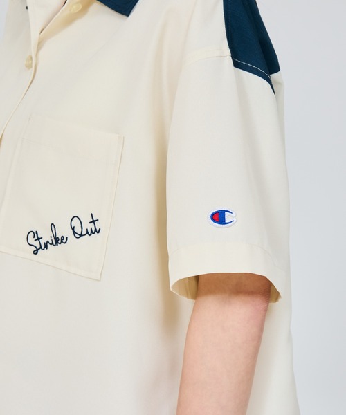 Champion(チャンピオン)の「【Champion/チャンピオン】レディース ボウリングシャツ(シャツ/ブラウス・レディース・ダークネイビー/オフホワイト/イエロー系その他・LARGE/MEDIUM)」の6枚目の写真