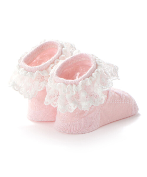 SLAP SLIP BABY(スラップスリップベビー)の「花モチーフ編みレースソックスベビー(9~12cm)(ベビーシューズ/ベビーソックス・キッズ・オフホワイト/ピンク・FREE)」の7枚目の写真
