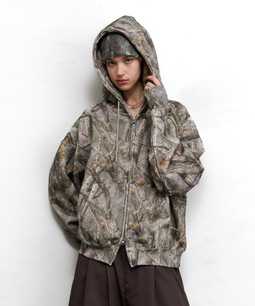 soerte(ソエルテ)の「Heavy Weight Double Zip-Up Hoodie (All-over pattern) /ヘビーウェイトダブルジップフーディー【短丈】(パーカー・メンズ・リアルツリーカモ/レオパード/ブラウン系カモフラージュ/ホワイト×ブラウン・2/1/3)」の15枚目の写真