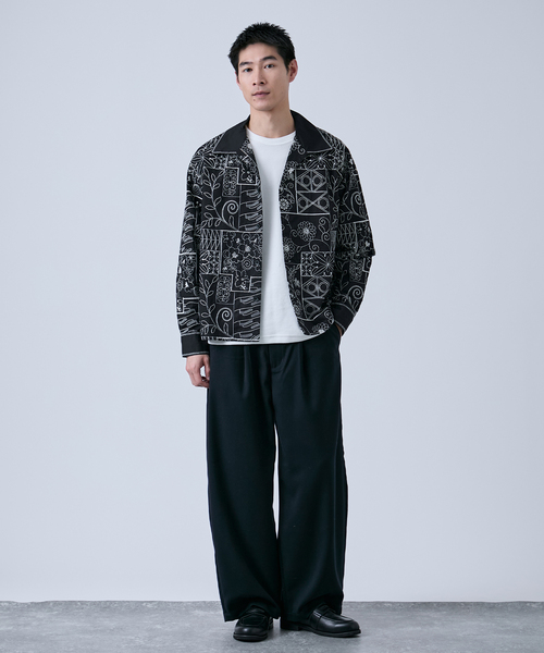 B.C STOCK（ベーセーストック）の「【Deux Allures/ドゥ アリュール】エンブロイダリー オープンカラーシャツ（シャツ/ブラウス・メンズ・ブルー/ブラック・FREE）」の7枚目の写真