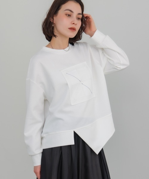 Bou Jeloud（ブージュルード）の「スクエアアートプルオーバー（Tシャツ/カットソー・レディース・チャコールグレー/オフホワイト・FREE）」の3枚目の写真