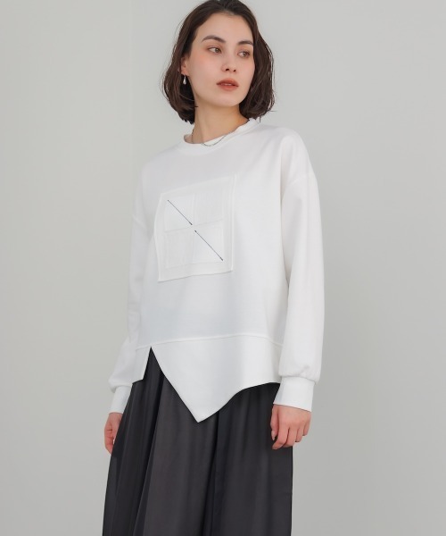 Bou Jeloud（ブージュルード）の「スクエアアートプルオーバー（Tシャツ/カットソー・レディース・チャコールグレー/オフホワイト・FREE）」の5枚目の写真