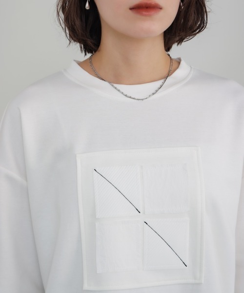 Bou Jeloud（ブージュルード）の「スクエアアートプルオーバー（Tシャツ/カットソー・レディース・チャコールグレー/オフホワイト・FREE）」の8枚目の写真