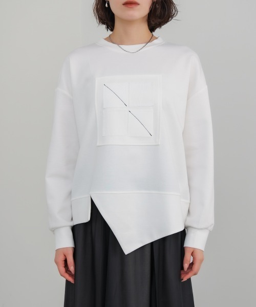 Bou Jeloud（ブージュルード）の「スクエアアートプルオーバー（Tシャツ/カットソー・レディース・チャコールグレー/オフホワイト・FREE）」の9枚目の写真