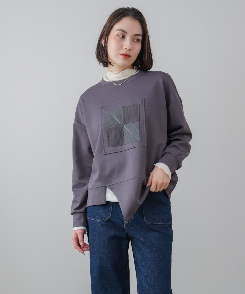 Bou Jeloud（ブージュルード）の「スクエアアートプルオーバー（Tシャツ/カットソー・レディース・チャコールグレー/オフホワイト・FREE）」の14枚目の写真