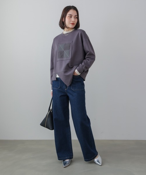 Bou Jeloud（ブージュルード）の「スクエアアートプルオーバー（Tシャツ/カットソー・レディース・チャコールグレー/オフホワイト・FREE）」の15枚目の写真