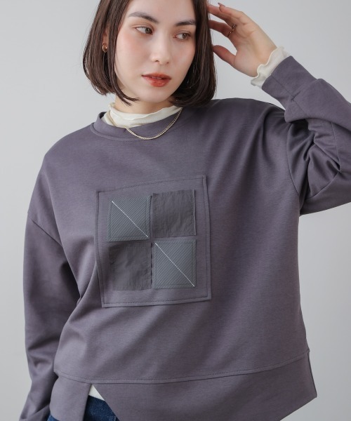 Bou Jeloud（ブージュルード）の「スクエアアートプルオーバー（Tシャツ/カットソー・レディース・チャコールグレー/オフホワイト・FREE）」の16枚目の写真