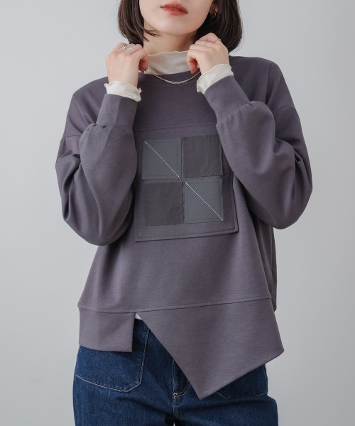 Bou Jeloud（ブージュルード）の「スクエアアートプルオーバー（Tシャツ/カットソー・レディース・チャコールグレー/オフホワイト・FREE）」の19枚目の写真