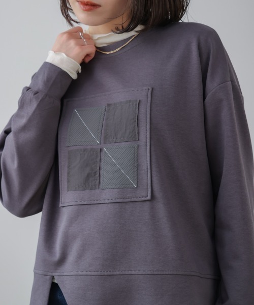 Bou Jeloud（ブージュルード）の「スクエアアートプルオーバー（Tシャツ/カットソー・レディース・チャコールグレー/オフホワイト・FREE）」の20枚目の写真