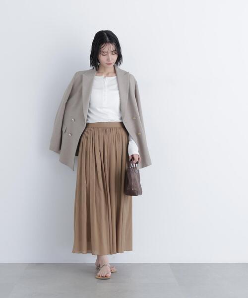 N.（N. Natural Beauty Basic）（エヌエヌナチュラルビューティーベーシック）の「【PS/低身長サイズ】楊柳フレアスカート（スカート・レディース・ブラック/オフホワイト/キャメル・MEDIUM/P/S）」の14枚目の写真