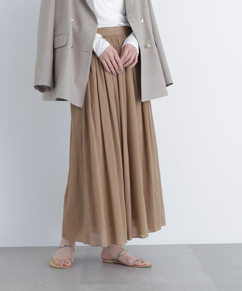 N.（N. Natural Beauty Basic）（エヌエヌナチュラルビューティーベーシック）の「【PS/低身長サイズ】楊柳フレアスカート（スカート・レディース・ブラック/オフホワイト/キャメル・MEDIUM/P/S）」の3枚目の写真