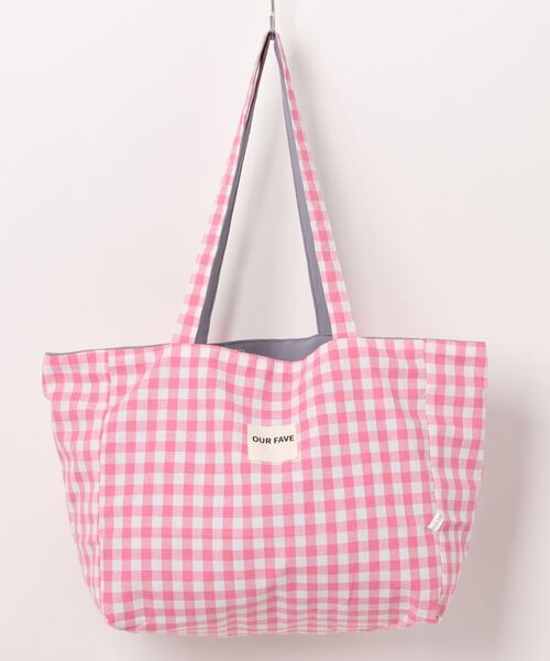 Mignonjour(ミニョンジュール)の「Mignonjour/ロゴチェック柄リバーシブルトートバッグ M2885(トートバッグ・レディース・グレー/レッド/ホワイト・FREE)」の14枚目の写真