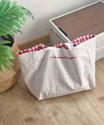 Mignonjour/ロゴチェック柄リバーシブルトートバッグ M2885