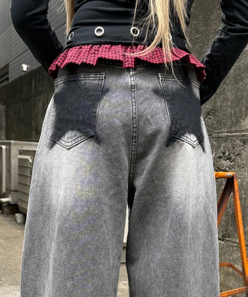 Figments(フィグメンツ)の「バックスターワイドデニム(デニムパンツ・レディース・ブラック・MEDIUM/SMALL)」の6枚目の写真