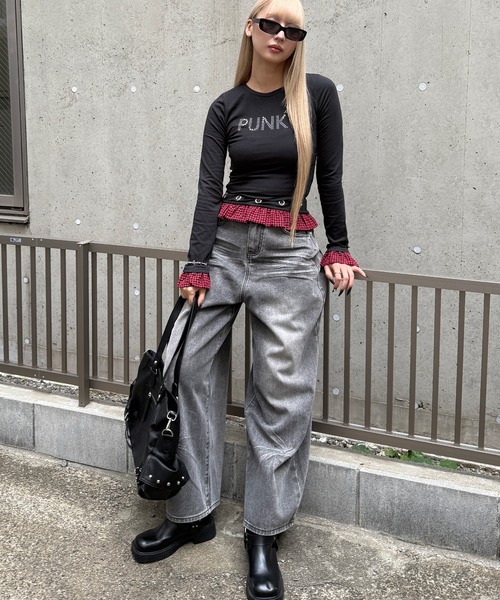 Figments(フィグメンツ)の「バックスターワイドデニム(デニムパンツ・レディース・ブラック・MEDIUM/SMALL)」の5枚目の写真
