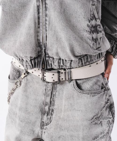 SHORT ROUND（ショートラウンド）の「SHORT ROUND/【26年春夏新作】クロコスタッズベルト（ベルト・メンズ・ブラック/ホワイト・FREE）」の3枚目の写真