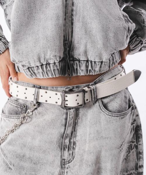 SHORT ROUND（ショートラウンド）の「SHORT ROUND/【26年春夏新作】クロコスタッズベルト（ベルト・メンズ・ブラック/ホワイト・FREE）」の4枚目の写真