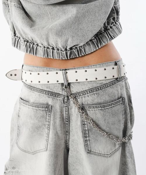 SHORT ROUND（ショートラウンド）の「SHORT ROUND/【26年春夏新作】クロコスタッズベルト（ベルト・メンズ・ブラック/ホワイト・FREE）」の5枚目の写真