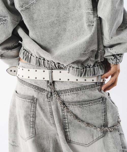 SHORT ROUND（ショートラウンド）の「SHORT ROUND/【26年春夏新作】クロコスタッズベルト（ベルト・メンズ・ブラック/ホワイト・FREE）」の6枚目の写真