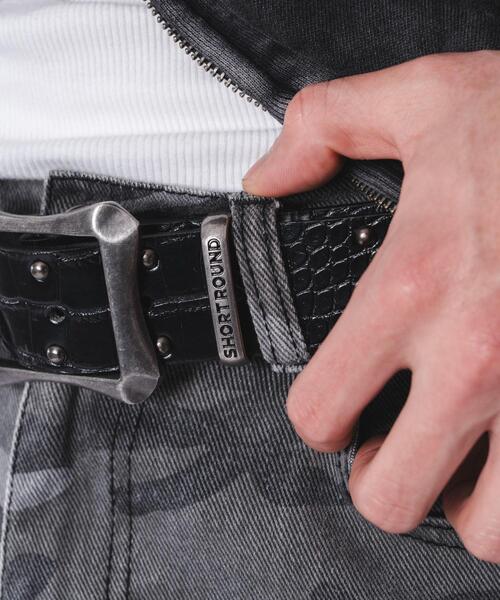 SHORT ROUND（ショートラウンド）の「SHORT ROUND/【26年春夏新作】クロコスタッズベルト（ベルト・メンズ・ブラック/ホワイト・FREE）」の9枚目の写真