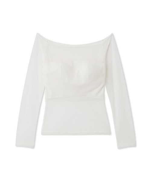 LILY BROWN(リリーブラウン)の「シアーファンデノンワイヤー/オフショルダートップス(Tシャツ/カットソー・レディース・ホワイト/ブラック・4/3/2/1)」の13枚目の写真