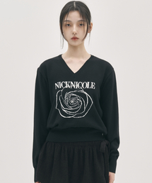 NICOLE ROSE JAQUARD PULLOVER KNIT_BLACK