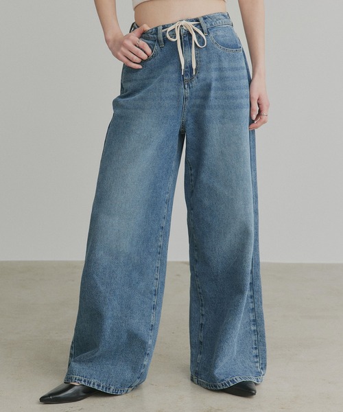 ad thie(アドティエ)の「ヴィンテージ ワイド デニムパンツ(デニムパンツ・レディース・ブラック/ブルー/ライトブルー・LL/LARGE/MEDIUM)」の3枚目の写真