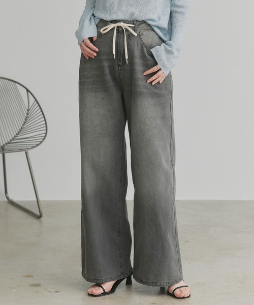 ad thie(アドティエ)の「ヴィンテージ ワイド デニムパンツ(デニムパンツ・レディース・ブラック/ブルー/ライトブルー・LL/LARGE/MEDIUM)」の2枚目の写真