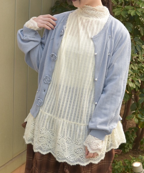 axes femme(アクシーズファム)の「レースロングインナー(Tシャツ/カットソー・レディース・ブラック/キナリ・FREE)」の2枚目の写真