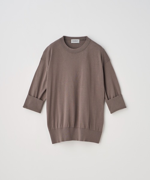 JOHN SMEDLEY(ジョンスメドレー)の「ターンバック5分袖コットンニットプルオーバー(ニット/セーター・レディース・ベージュ系5・M/S)」の8枚目の写真