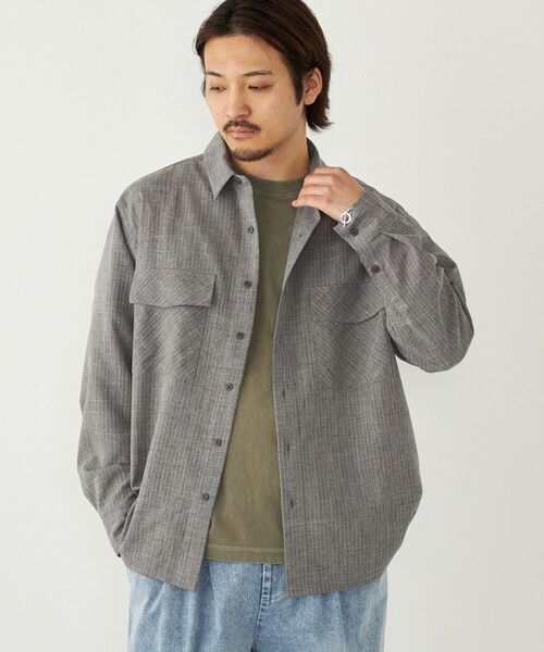 SHIPS Colors(シップス カラーズ)の「SHIPS Colors:〈吸水速乾・洗濯機可能〉ウーリー ボックス シャツ(シャツ/ブラウス・メンズ・グレー/ネイビー/ライトグレー・LARGE/X-LARGE/MEDIUM)」の2枚目の写真
