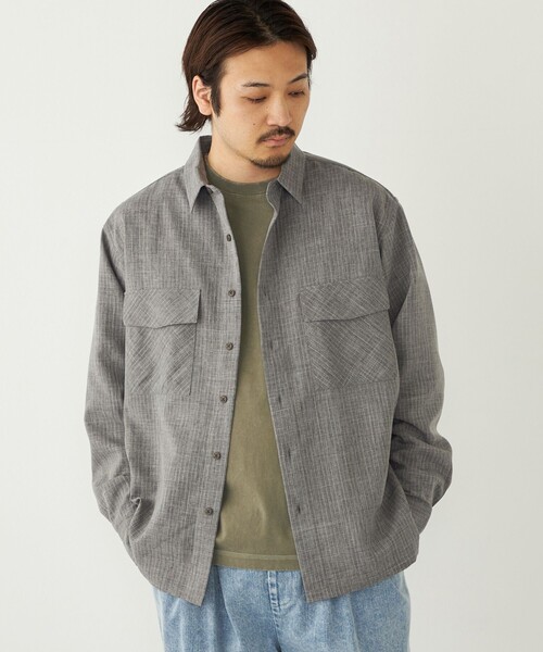 SHIPS Colors(シップス カラーズ)の「SHIPS Colors:〈吸水速乾・洗濯機可能〉ウーリー ボックス シャツ(シャツ/ブラウス・メンズ・グレー/ネイビー/ライトグレー・LARGE/X-LARGE/MEDIUM)」の20枚目の写真