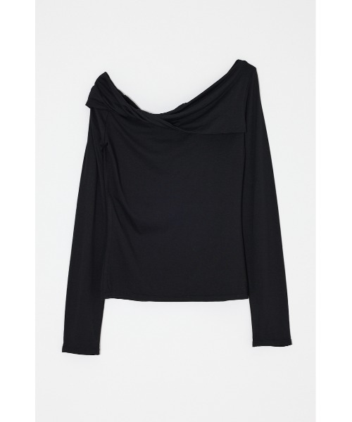 MOUSSY（マウジー）の「ASYMMETRY TWIST NECK トップス（Tシャツ/カットソー・レディース・ブラック/杢グレー/ライトピンク・FREE）」の4枚目の写真