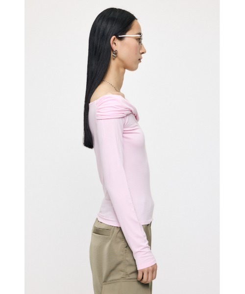 MOUSSY（マウジー）の「ASYMMETRY TWIST NECK トップス（Tシャツ/カットソー・レディース・ブラック/杢グレー/ライトピンク・FREE）」の13枚目の写真