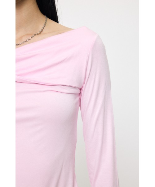 MOUSSY（マウジー）の「ASYMMETRY TWIST NECK トップス（Tシャツ/カットソー・レディース・ブラック/杢グレー/ライトピンク・FREE）」の15枚目の写真